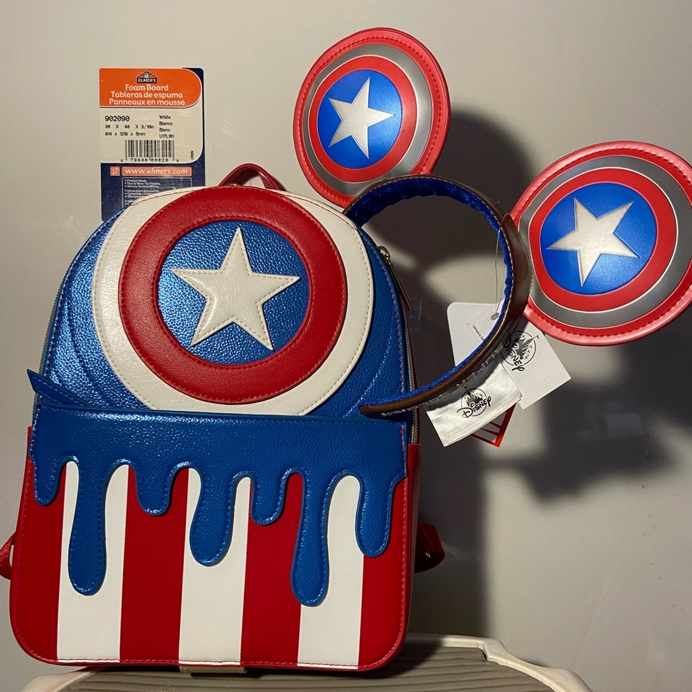 Captain America backpack and Captain America Mickey Ears